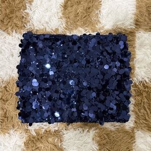 Navy Blue Sequin Skirt